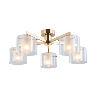 Gold Dual Gleses 5-Lights โคมไฟเพดานที่ติดตั้งหรือไม่?