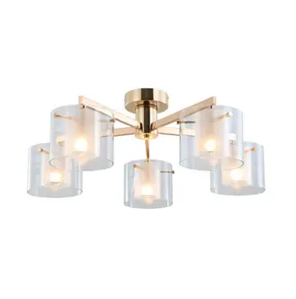 Gold Dual Gleses 5-Lights โคมไฟเพดานที่ติดตั้งหรือไม่?