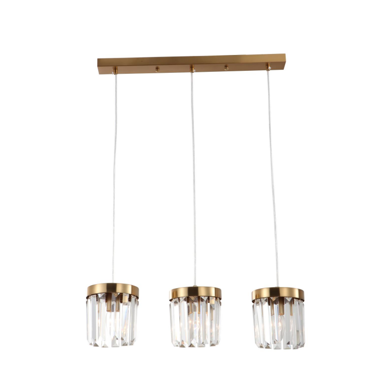 3-Light E14 Brushed Brass K9 Crystal Bar Light Light