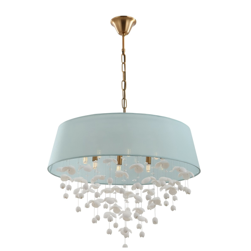 โคมระย้าโคมไฟระย้า 8 ดวง Porcelain Drum Shade สำหรับห้องนั่งเล่น