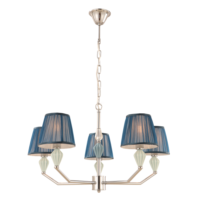 Navy Blue Blue 5-Light Drum Chandelier พร้อมสำเนียงเซรามิก